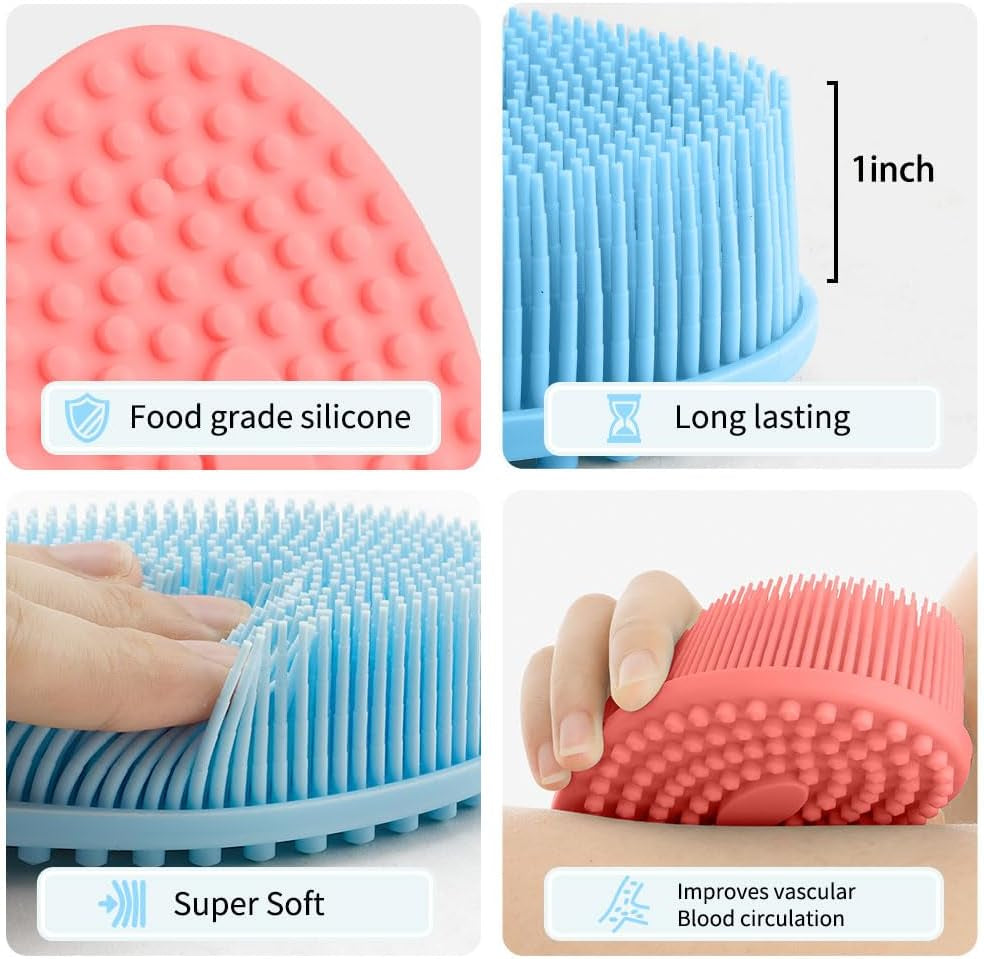Silicone Body Scrubber, Exfoliating Body Scrubber Silicone, 3Pack Soft Loofah Si