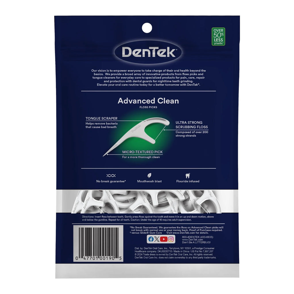 Flossers, Advanced Clean Dental Floss Picks, No Break & No Shred Floss, 150 Count, 3 Pack