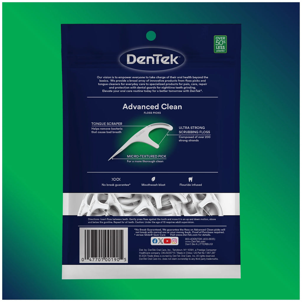 Flossers, Advanced Clean Dental Floss Picks, No Break & No Shred Floss, 150 Count, 3 Pack